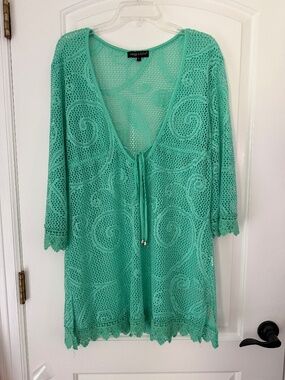 Spiaggia dolce swim lite green crochet coverup L